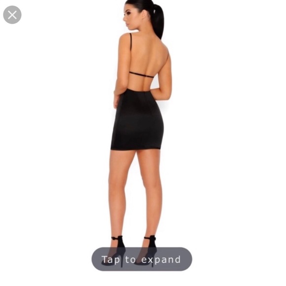 Oh Polly Black Satin Dress - Picture 3 of 5